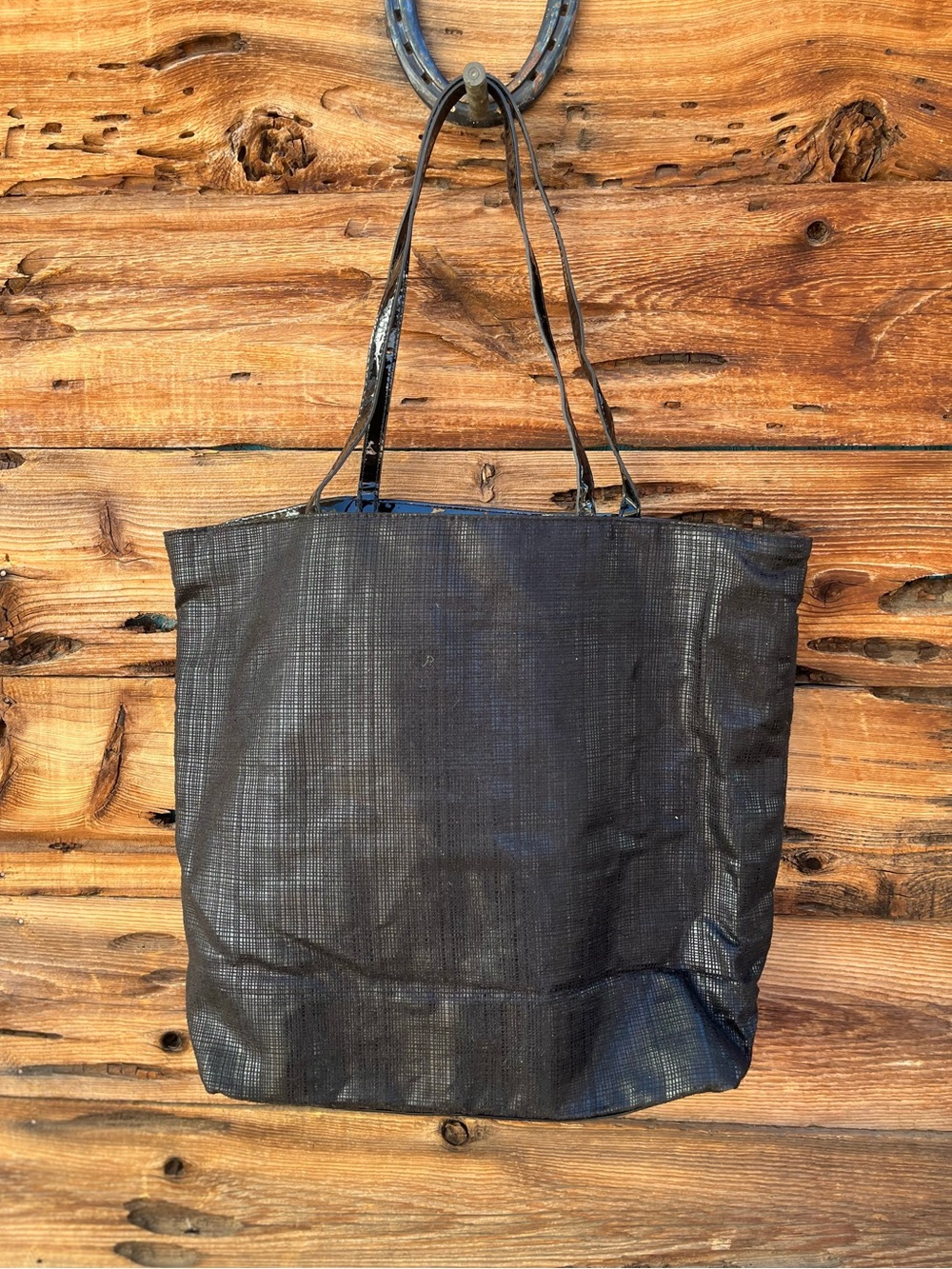 SAKS FIFTH AVENUE | Large Black Textured Tote Bag